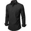 image:imageMens Dress Shirts Stretch Long Sleeve Wrinkle Free Work Button Down ShirtBlack