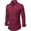 image:imageMens Dress Shirts Stretch Long Sleeve Wrinkle Free Work Button Down ShirtBurgundy