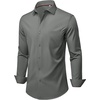 image:imageMens Dress Shirts Stretch Long Sleeve Wrinkle Free Work Button Down ShirtGrey