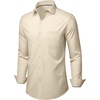 image:imageMens Dress Shirts Stretch Long Sleeve Wrinkle Free Work Button Down ShirtKhaki