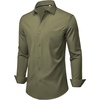 image:imageMens Dress Shirts Stretch Long Sleeve Wrinkle Free Work Button Down ShirtOlive Green
