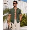 image:imageMens Knit Shirt Short Sleeve Button Down Shirt Textured Casual Summer TopsArmy Green
