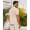 image:imageMens Knit Shirt Short Sleeve Button Down Shirt Textured Casual Summer TopsBeige