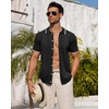 image:imageMens Knit Shirt Short Sleeve Button Down Shirt Textured Casual Summer TopsBlack