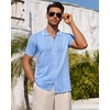 image:imageMens Knit Shirt Short Sleeve Button Down Shirt Textured Casual Summer TopsBlue