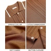 image:imageMens Knit Shirt Short Sleeve Button Down Shirt Textured Casual Summer TopsBrown