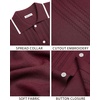 image:imageMens Knit Shirt Short Sleeve Button Down Shirt Textured Casual Summer TopsBurgundy