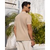 image:imageMens Knit Shirt Short Sleeve Button Down Shirt Textured Casual Summer TopsKhaki