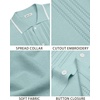 image:imageMens Knit Shirt Short Sleeve Button Down Shirt Textured Casual Summer TopsLight Green