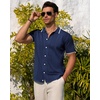 image:imageMens Knit Shirt Short Sleeve Button Down Shirt Textured Casual Summer TopsNavy Blue