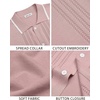 image:imageMens Knit Shirt Short Sleeve Button Down Shirt Textured Casual Summer TopsPink