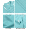 image:imageMens Knit Shirt Short Sleeve Button Down Shirt Textured Casual Summer TopsTeal