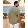 image:imageMens Linen Shirt Short Sleeve Button Down Shirt Summer Casual Beach TopsArmy Green