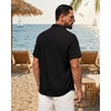 image:imageMens Linen Shirt Short Sleeve Button Down Shirt Summer Casual Beach TopsBlack