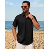 image:imageMens Linen Shirt Short Sleeve Button Down Shirt Summer Casual Beach TopsBlack