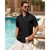 image:imageMens Linen Shirt Short Sleeve Button Down Shirt Summer Casual Beach TopsBlack
