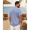 image:imageMens Linen Shirt Short Sleeve Button Down Shirt Summer Casual Beach TopsBlue
