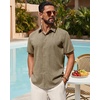 image:imageMens Linen Shirt Short Sleeve Button Down Shirt Summer Casual Beach TopsBrown