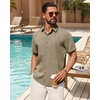 image:imageMens Linen Shirt Short Sleeve Button Down Shirt Summer Casual Beach TopsBrown