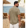 image:imageMens Linen Shirt Short Sleeve Button Down Shirt Summer Casual Beach TopsBrown