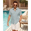 image:imageMens Linen Shirt Short Sleeve Button Down Shirt Summer Casual Beach TopsDusty Blue