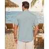 image:imageMens Linen Shirt Short Sleeve Button Down Shirt Summer Casual Beach TopsDusty Blue