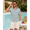 image:imageMens Linen Shirt Short Sleeve Button Down Shirt Summer Casual Beach TopsDusty Blue