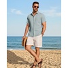 image:imageMens Linen Shirt Short Sleeve Button Down Shirt Summer Casual Beach TopsDusty Blue
