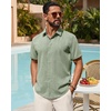 image:imageMens Linen Shirt Short Sleeve Button Down Shirt Summer Casual Beach TopsGreen