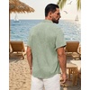 image:imageMens Linen Shirt Short Sleeve Button Down Shirt Summer Casual Beach TopsGreen