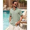 image:imageMens Linen Shirt Short Sleeve Button Down Shirt Summer Casual Beach TopsGreen