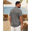 image:imageMens Linen Shirt Short Sleeve Button Down Shirt Summer Casual Beach TopsGrey