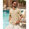 image:imageMens Linen Shirt Short Sleeve Button Down Shirt Summer Casual Beach TopsKhaki