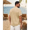 image:imageMens Linen Shirt Short Sleeve Button Down Shirt Summer Casual Beach TopsKhaki