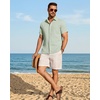 image:imageMens Linen Shirt Short Sleeve Button Down Shirt Summer Casual Beach TopsLight Green