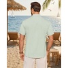 image:imageMens Linen Shirt Short Sleeve Button Down Shirt Summer Casual Beach TopsLight Green