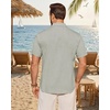 image:imageMens Linen Shirt Short Sleeve Button Down Shirt Summer Casual Beach TopsLight Grey