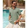 image:imageMens Linen Shirt Short Sleeve Button Down Shirt Summer Casual Beach TopsOlive Green