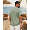 image:imageMens Linen Shirt Short Sleeve Button Down Shirt Summer Casual Beach TopsOlive Green