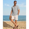 image:imageMens Linen Shirt Short Sleeve Button Down Shirt Summer Casual Beach TopsPale Grey