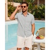 image:imageMens Linen Shirt Short Sleeve Button Down Shirt Summer Casual Beach TopsPale Grey