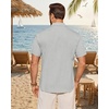 image:imageMens Linen Shirt Short Sleeve Button Down Shirt Summer Casual Beach TopsPale Grey