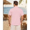 image:imageMens Linen Shirt Short Sleeve Button Down Shirt Summer Casual Beach TopsPink