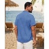 image:imageMens Linen Shirt Short Sleeve Button Down Shirt Summer Casual Beach TopsRoyal Blue