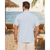 image:imageMens Linen Shirt Short Sleeve Button Down Shirt Summer Casual Beach TopsSky Blue