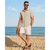 image:imageMens Linen Shirt Short Sleeve Button Down Shirt Summer Casual Beach TopsStone