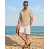 image:imageMens Linen Shirt Short Sleeve Button Down Shirt Summer Casual Beach TopsTan