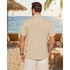 image:imageMens Linen Shirt Short Sleeve Button Down Shirt Summer Casual Beach TopsTan