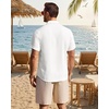 image:imageMens Linen Shirt Short Sleeve Button Down Shirt Summer Casual Beach TopsWhite