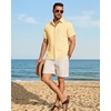image:imageMens Linen Shirt Short Sleeve Button Down Shirt Summer Casual Beach TopsYellow